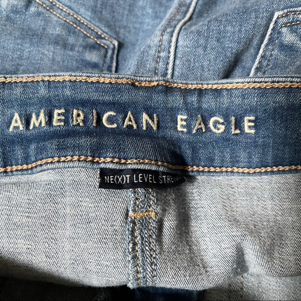 AEO Hi-Rise Mini Denim Skirt Patch Pockets-2 - Picture 7 of 9